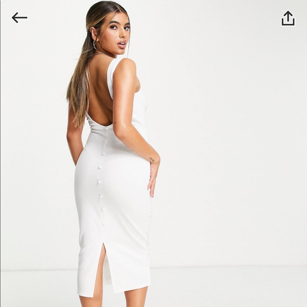 ASOS Button Back White Midi Dress